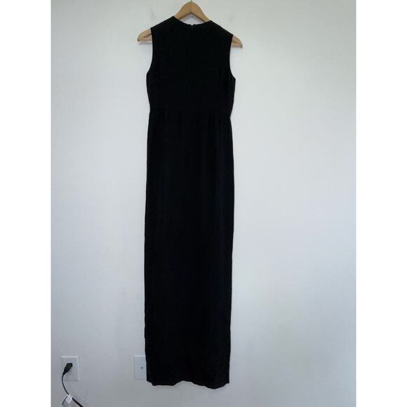 RAOUL black 100% silk long sleeveless embellished maxi formal cocktail dress - Picture 7 of 13